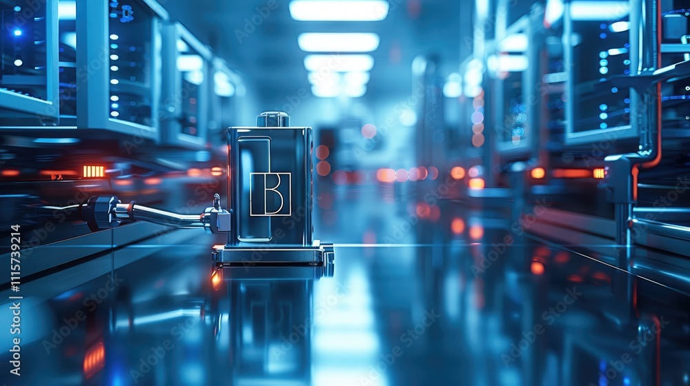 Aufkleber A hardware security module integrated with blockchain encryption keys, sharp focus on the advanced cryptographic locks. The blurred background shows a high-tech lab.