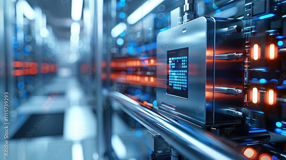 Aufkleber A hardware security module integrated with blockchain encryption keys, sharp focus on the advanced cryptographic locks. The blurred background shows a high-tech lab.