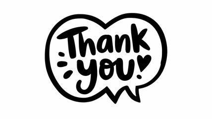 Handwritten Thank You in a Fun Speech Bubble Design for Greeting Cards