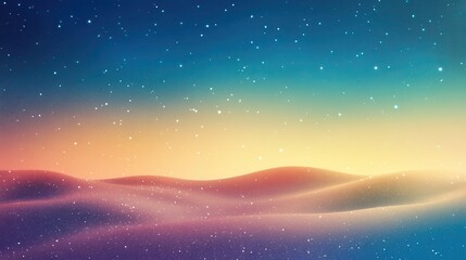 A serene gradient landscape with stars and soft hills at dusk.