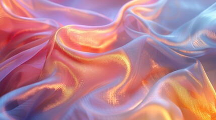Obraz premium Shimmering pastel fabric folds with light reflections.