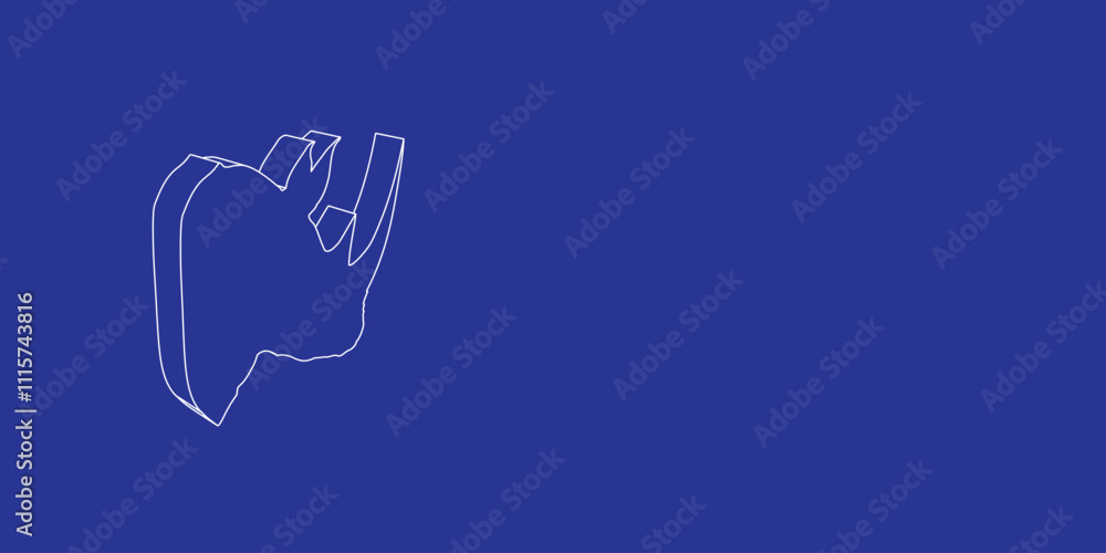 Aufkleber the outline of a large rhinoceros head symbol made of white lines on the left. 3d view of the object
