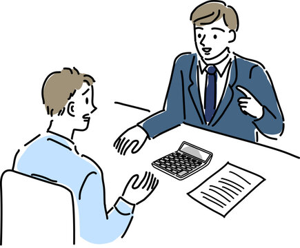 business meeting scene, blue suit, calculator clip art preview