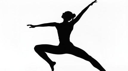 Fototapeta premium a young woman in a dynamic yoga pose, set against a pure white background. Her body