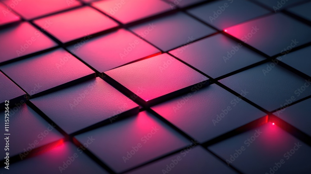 Poster a close-up view of illuminated tiles with a modern aesthetic.