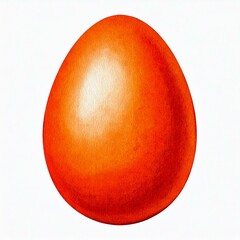 Fototapeta premium Watercolor yellow orange Easter egg closeup isolated on a white background. Hand painting on paper. Art design element