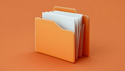 Orange folder icon with white papers.