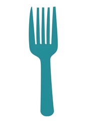 Blue Fork utensil icon kitchen tool logo symbol tableware for eating food