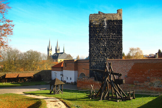 Cheb, Czech Republic - November 3,2024: Cheb Castle, an imperial palace, castle complex and fortress above the river Eger in the town of Cheb in the western Czech Republic.