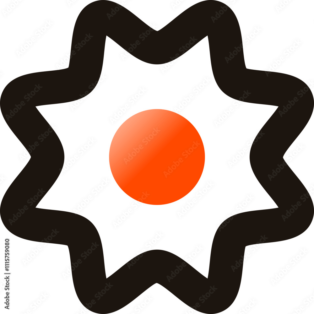 Poster interface icons depicting a star shape with a central orange dot representing design elements