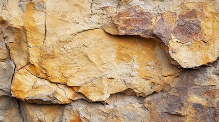 Fototapeta premium Close-up of a weathered stone surface with cracks and crevices.