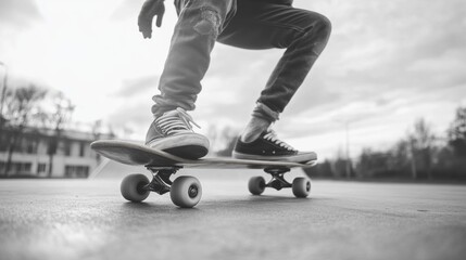 Obraz premium Skateboarding in Black and White