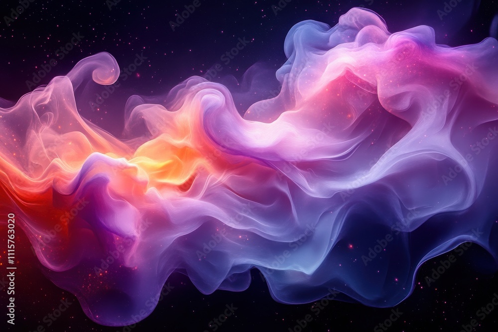 Poster vibrant fluid abstract background with colorful swirls and ethereal effects in a cosmic environment 