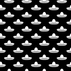Mexican Sombrero hat icon seamless pattern isolated on dark background
