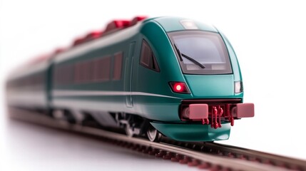 Fototapeta premium Mini toy trains with holiday cargo isolated on white background. Generative AI