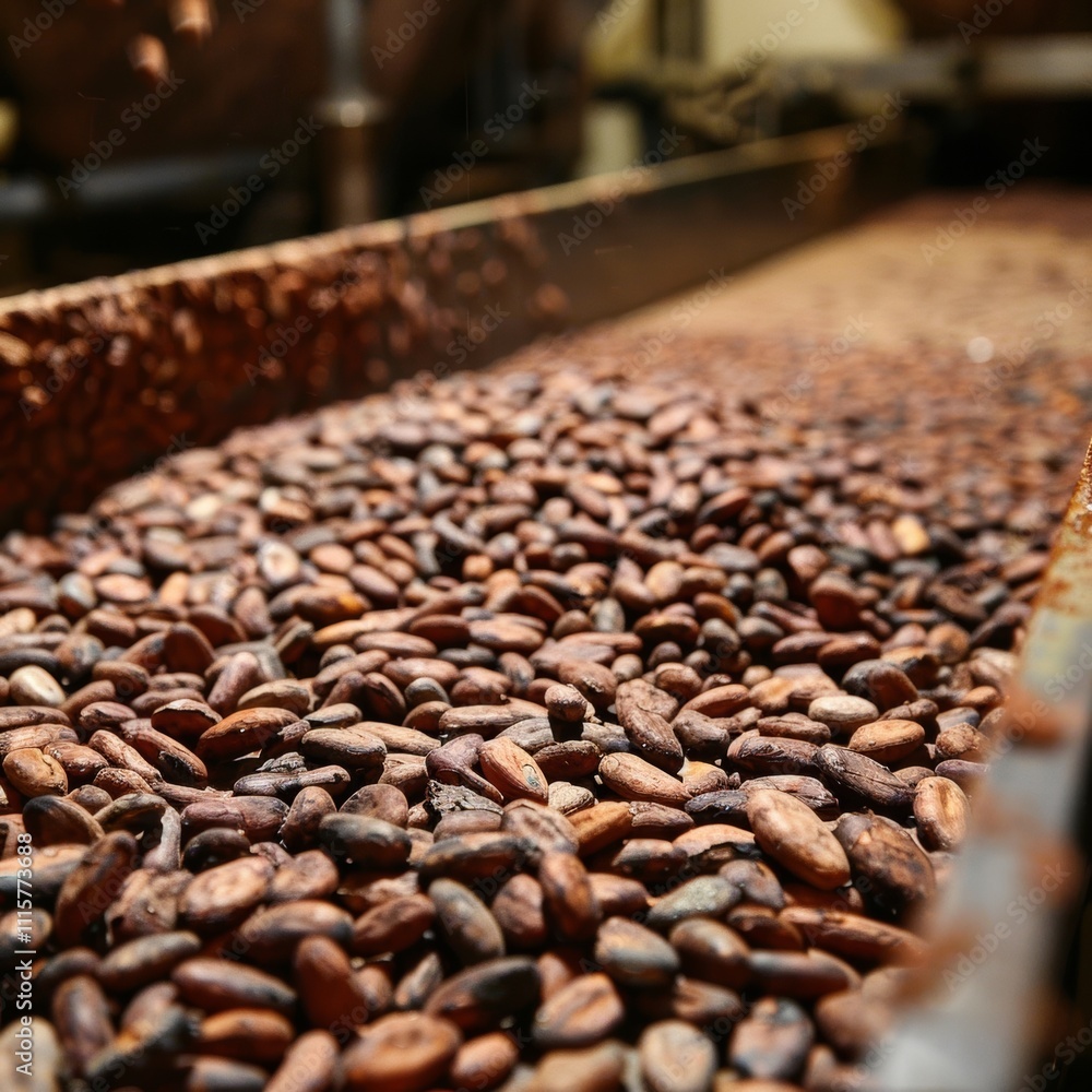 Poster the shells of the roasted beans are removed leaving behind the prized cacao nibs to be further proce