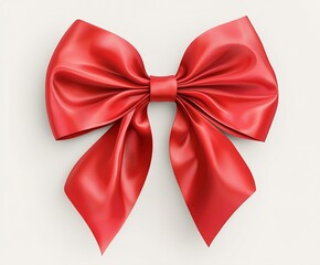 Fototapeta premium Bow isolated on white background. Vector Christmas red satin ribbon.illustration