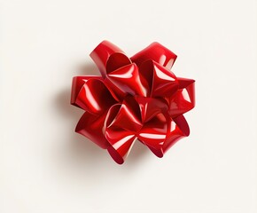 Bow isolated on white background. Vector Christmas red satin ribbon.illustration