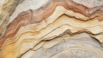 Naklejka premium Close-up of striated rock with a warm color palette.