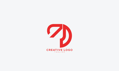 ZD ZJ 7D 7J Abstract initial monogram letter alphabet logo design