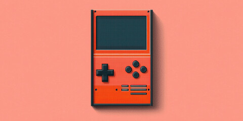 Retro handheld gaming console with vibrant orange design