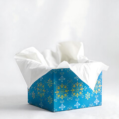 blue gift box isolated on transparent background cutout