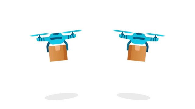 Drone transportation animation, Advanced technology assistance isolated on white background