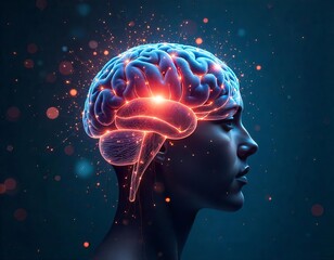 Obraz premium brain and technology concept. Mind and future 3d art 
