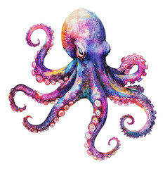 Obraz premium Colorful octopus swimming gracefully in the ocean, cut out - stock png.