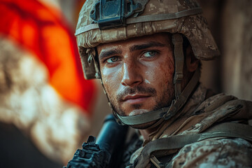 Fototapeta premium Generative AI Image of Military Soldiers in Line Formation during National Parade, Independence Day Celebration