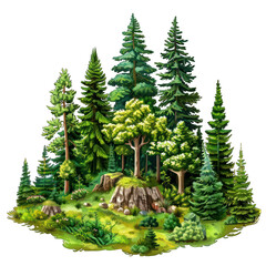 Fototapeta premium Dense Forest Illustration Isolated on White Background