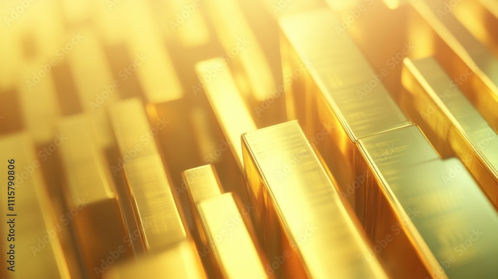 Poster a golden abstract texture featuring metallic bars in a visually striking arrangement, illuminated by