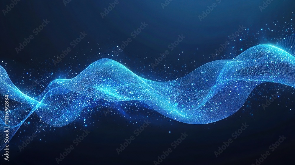 Poster abstract digital network with connecting nodes and particles