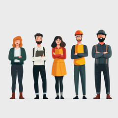 Obraz premium Diverse Group of Professionals Standing Together in a Modern Office Setting, Showcasing Unity and Collaboration Among Colleagues
