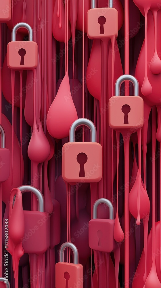 Poster colorful locks and vibrant drips create a visually striking abstract scene highlighting themes of se