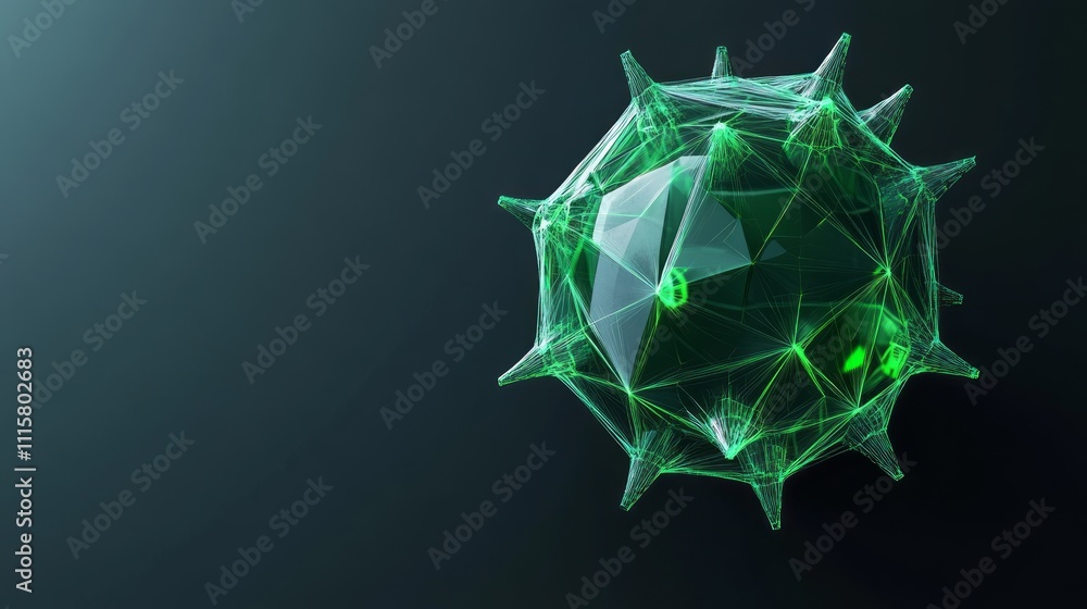 Aufkleber abstract 3d rendering of a glowing green virus.
