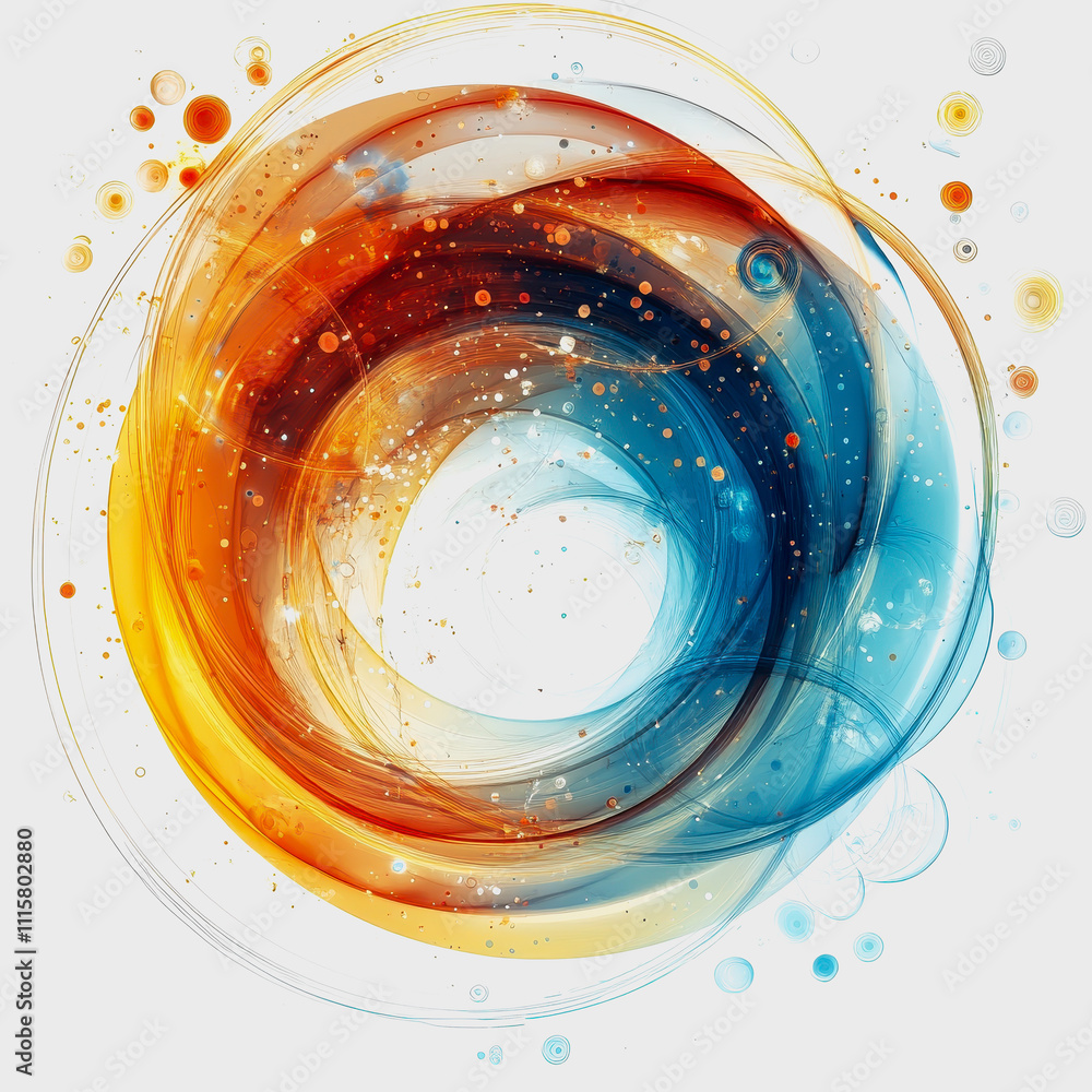 Aufkleber abstract colorful swirl design with orange, blue, and white tones creating a dynamic and vibrant com