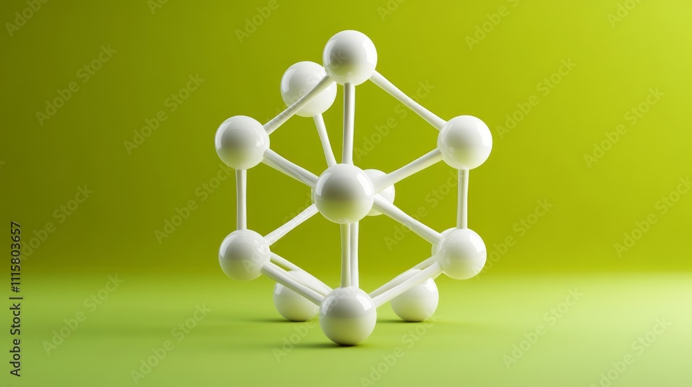 Aufkleber abstract 3d rendering of a white molecule structure against a lime green background. (1)
