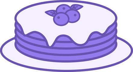 Colored Pancakes Icon. Vector Illustration. Fried Round Flatbreads with Sour Cream and Blueberries. Tasty Food. Fast Food Concept