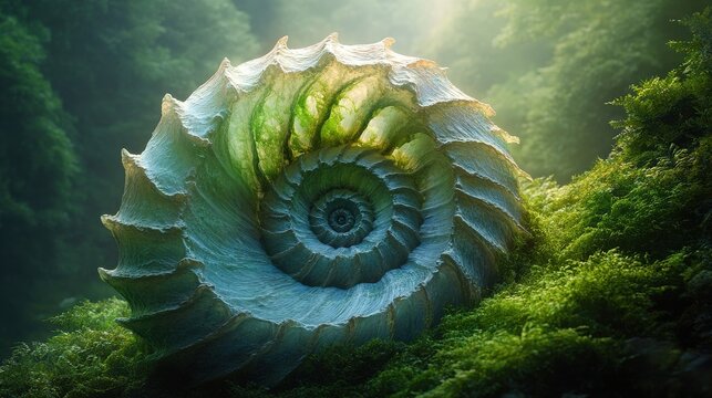 [Wellness Retreats Community Holistic] Vibrant Coral Reef Scene with Sea Anemone & Nautilus Shell