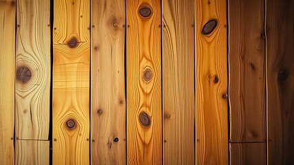 Fototapeta premium Warm-toned, rustic wooden planks background texture with natural knots and grain patterns
