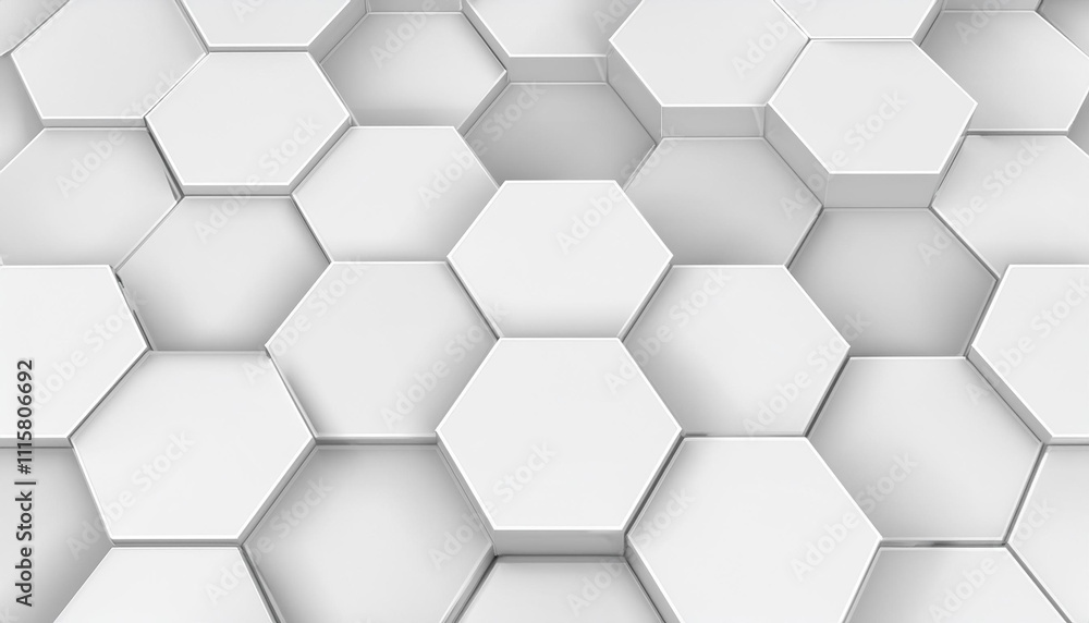 Poster white hexagon pattern. abstract 3d geometric background. concept of technology, structure, and desig