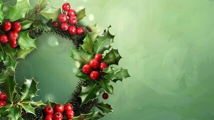 Holly Jolly Wreath: A festive holly wreath with vibrant red berries and lush green leaves, perfect for adding a touch of Christmas cheer to your designs.  