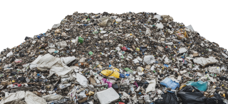 Large mound of waste in a landfill site, cut out - stock png.
