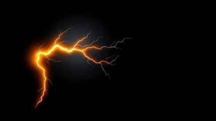 Fiery Orange Lightning Bolt on Black Background  Energy  Power  Electricity  Storm