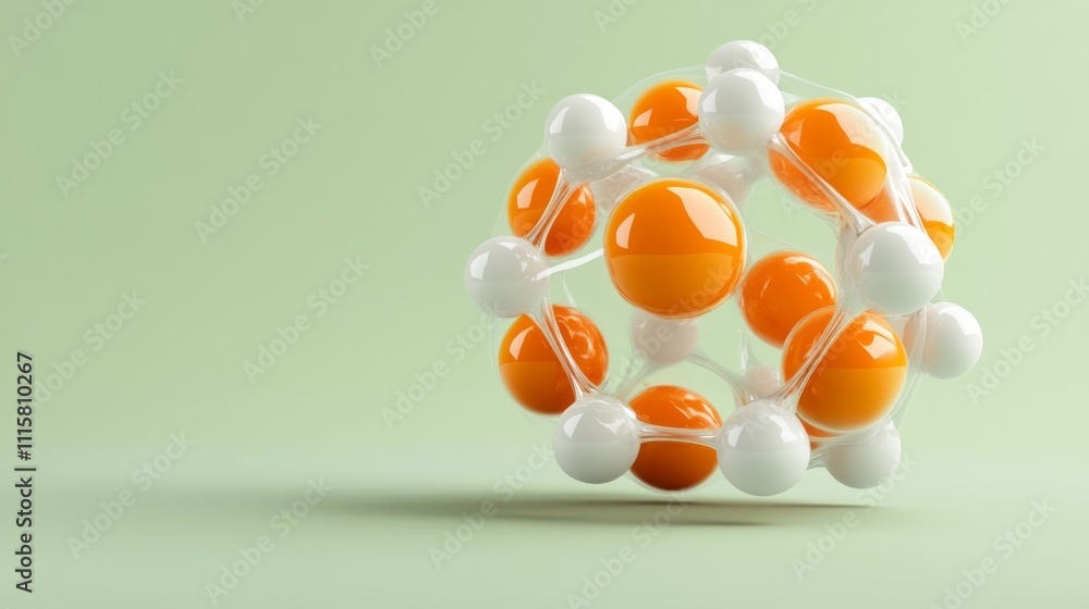 Aufkleber abstract 3d rendering of interconnected orange and white spheres.