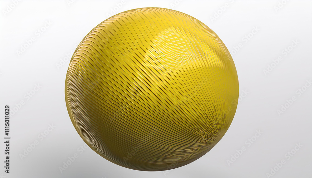 Poster yellow sphere with texture. 3d render of abstract geometric shape. concept of design, technology, an