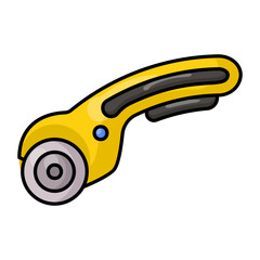 Fototapeta premium Rotary Cutter concept, Leather Cutting Tool colorline vector, Bespoke tailoring symbol, custom measure clothing sign,Sew and Tailor materials stock illustration