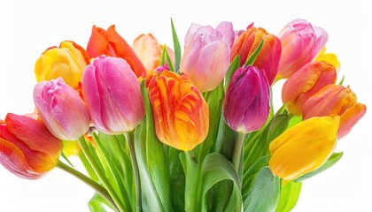 Vibrant Tulip Bouquet. Perfect for Celebrating Women's Day, Spring Festivals, and Joyful Occasions with Warm Colors of Renewal, Love, and Nature. Ideal for Gifting and Decorating Spaces