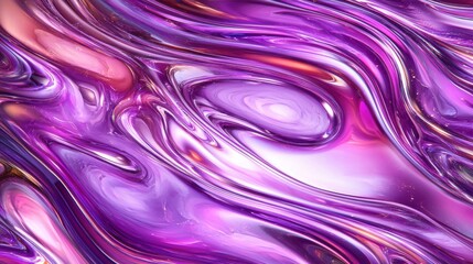 Obraz premium Abstract swirling purple and pink liquid texture with glossy highlights and reflective surfaces.